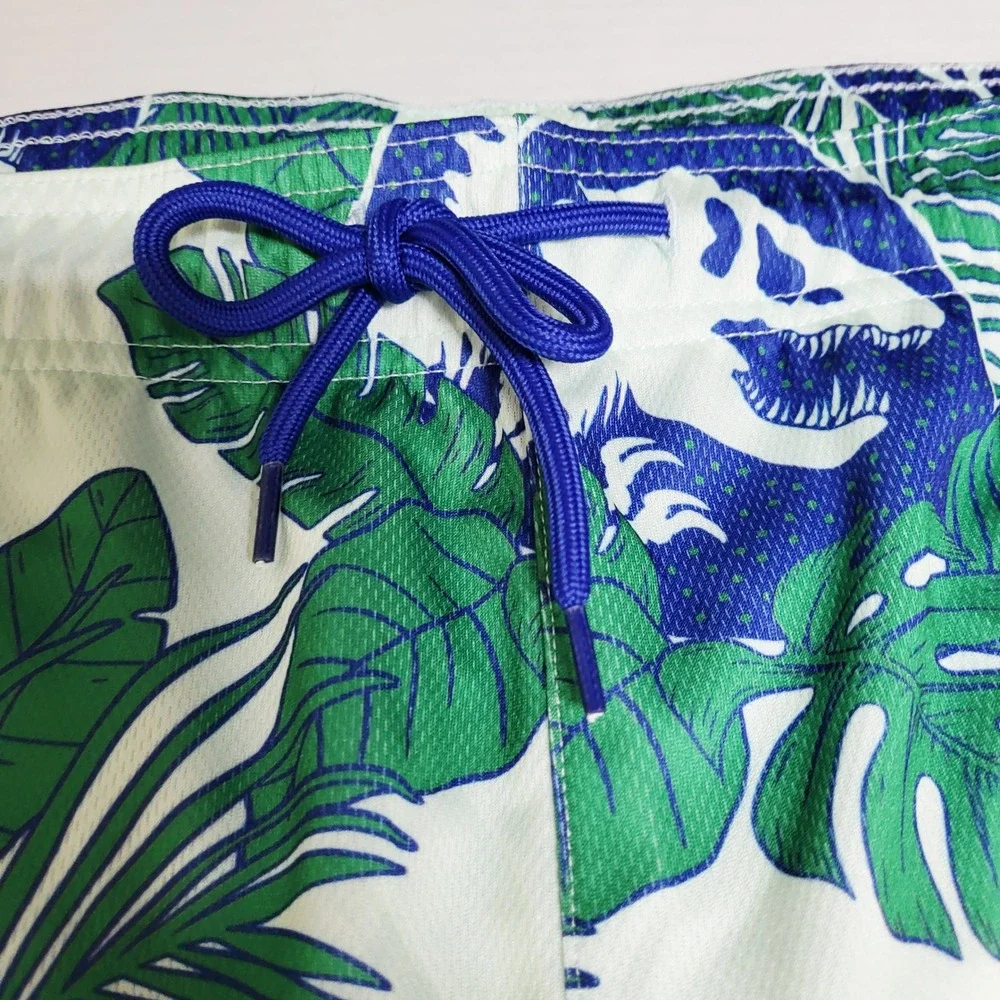 Jurassic Park‎ Mens XL Swim Trunks Tropical Dinosaur Print Blue Green White NEW